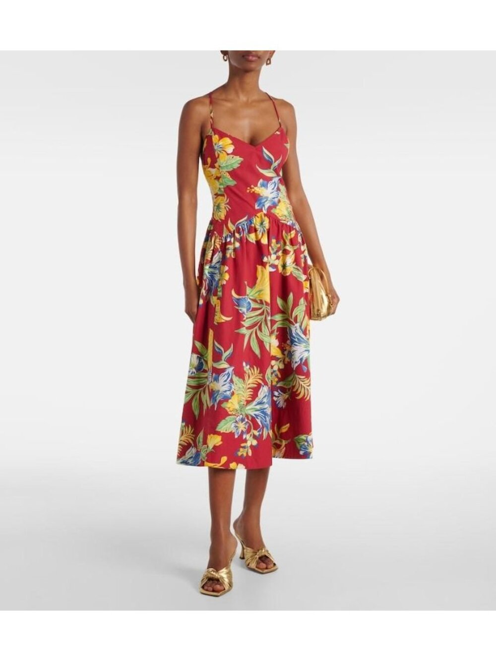 POLO RALPH LAUREN Red Tropical MIDI Dress Size 6 NEW NWT